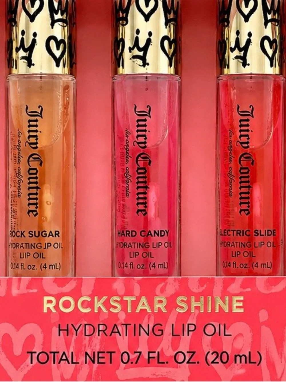 Juicy Couture Rockstar Shine Hydrating Lip Oil 5-Piece Set 0.7 oz New in Box